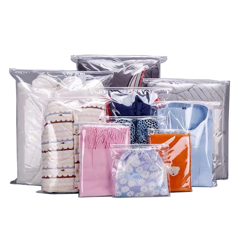 
customized printed packaging pvc PE bag tshirt clothes packaging slider ziplock clothing plastic zipper bag 