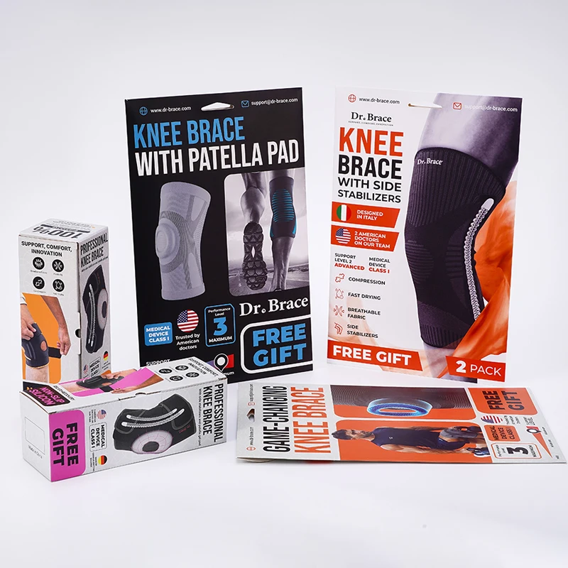 Custom Cardboard Sports knee pads packaging box paper shipping flat envelope packaging box paper envelope packaging box custom