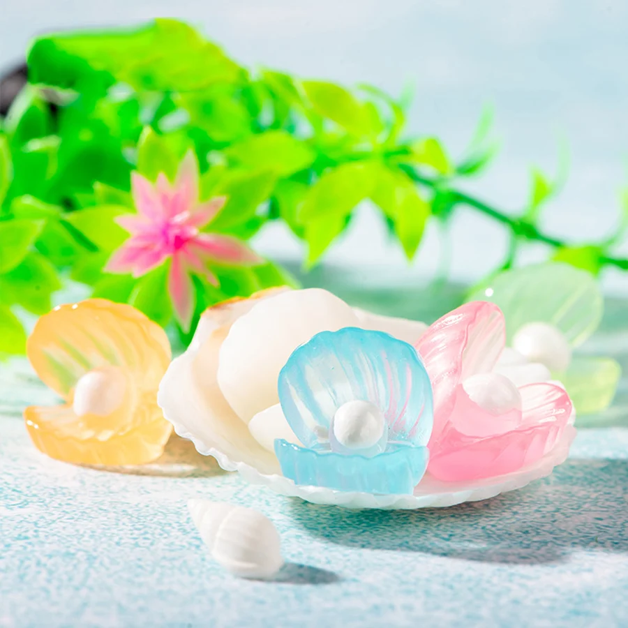 10 pcs/set Luminous Glowing Resin Shell Ornaments for Fishbowl Garden Yard Landscape Decorations Figurine Desktop Decor