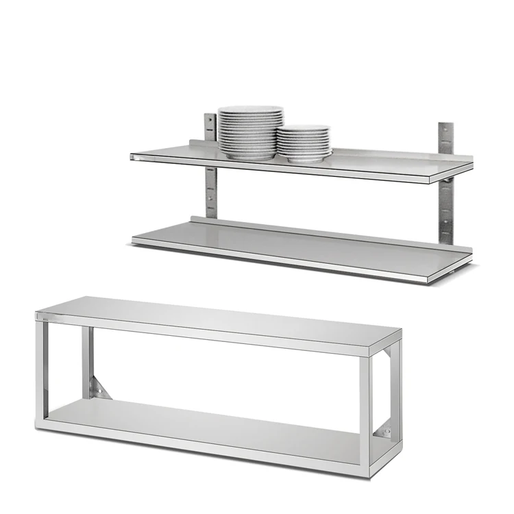 Commercial Restaurant Equipment kitchen 2-tier stainless steel metal wall mounted rack shelf for home hotel