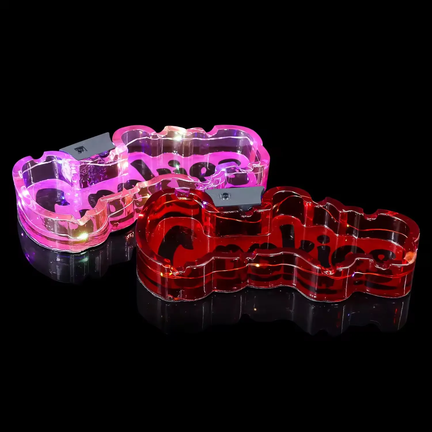 Custom Logo Led Acrylic Plastic Ashtray Portable Resin Ashtray for Smoking Accessories