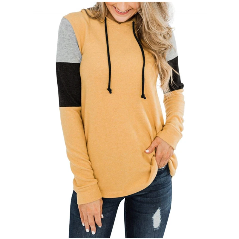 Женская цветная Толстовка Кофты туника пуловер Топы с длинным рукавом шнурок рубашки для мальчиков