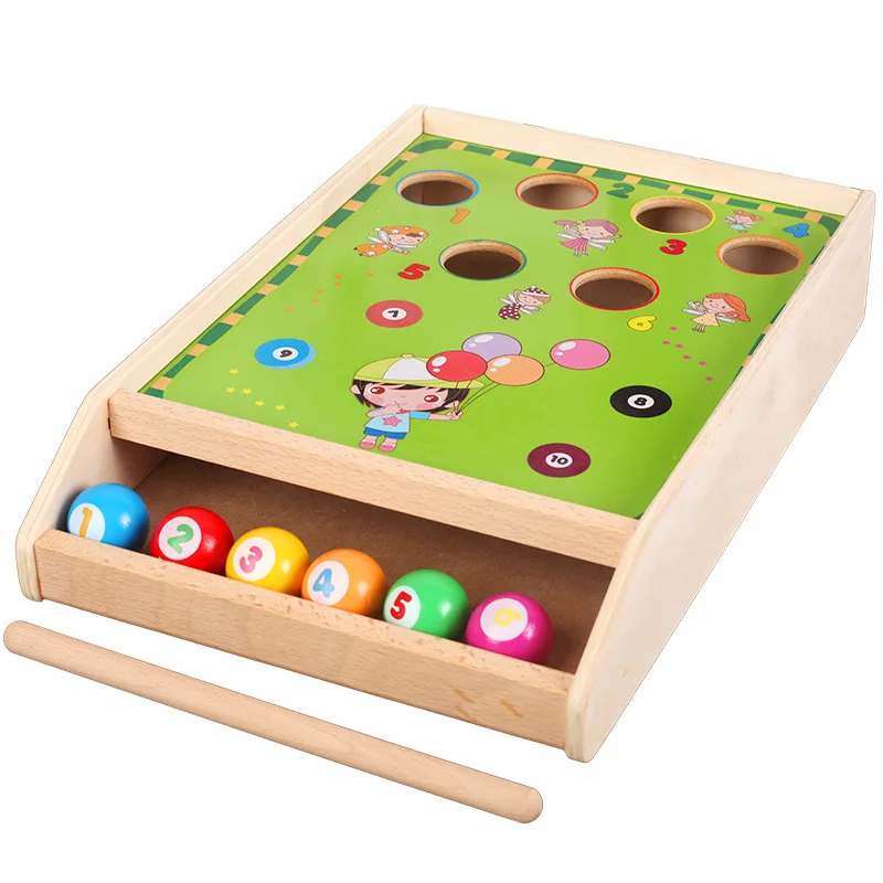 
Woode Billiards Game Wooden Billiards Board Game Matching Toys Parent-Kids Interactive Games Balls Sticks Educational Gifts <span style=