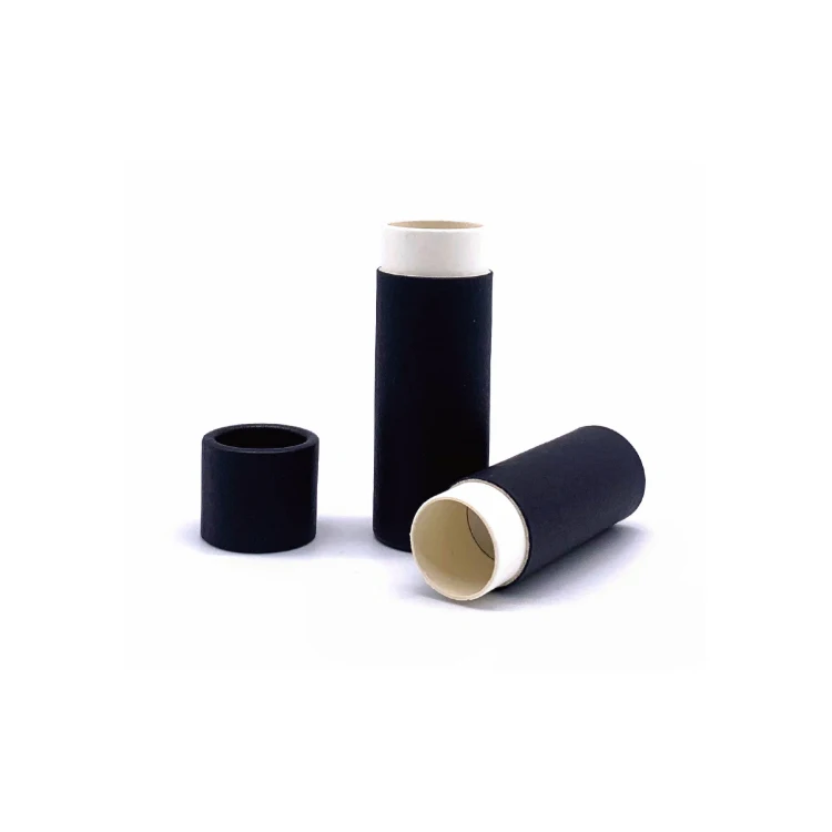 100% Biodegradable ice cream cardboard push up deodorant containers eco friendly black push up kraft paper lip balm tubes