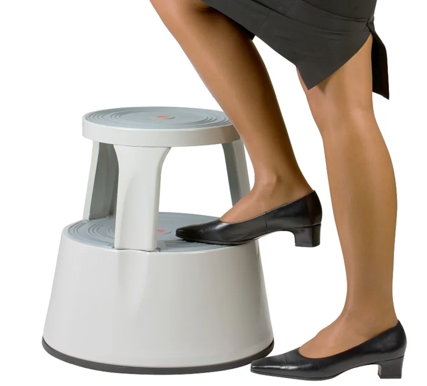 TWINCO Metal kick step stool for supermarket 2-layer Rolling step stool