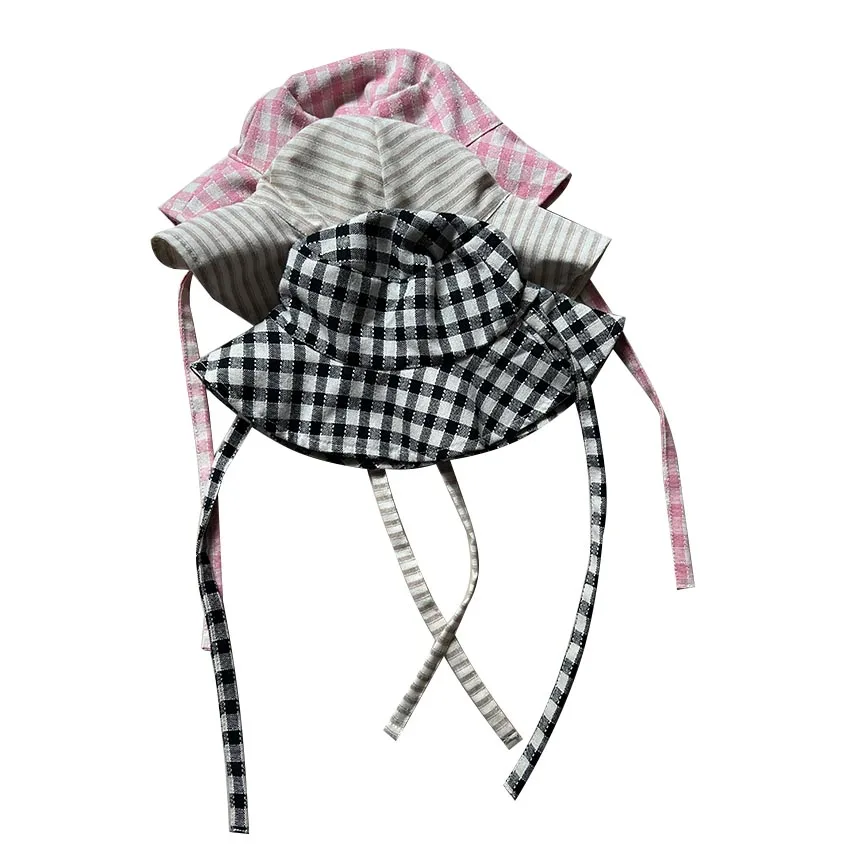 Летняя Солнцезащитная шляпа на заказ, летняя шляпа с козырьком от солнца для новорожденных, двусторонняя льняная шляпа от солнца для маленьких девочек, шляпа для малышей