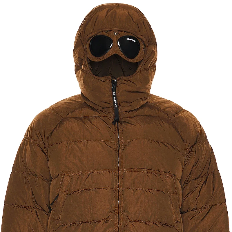 OEM Long Sleeve Googles Hooded Mask Quilted Puffer Jacket Men