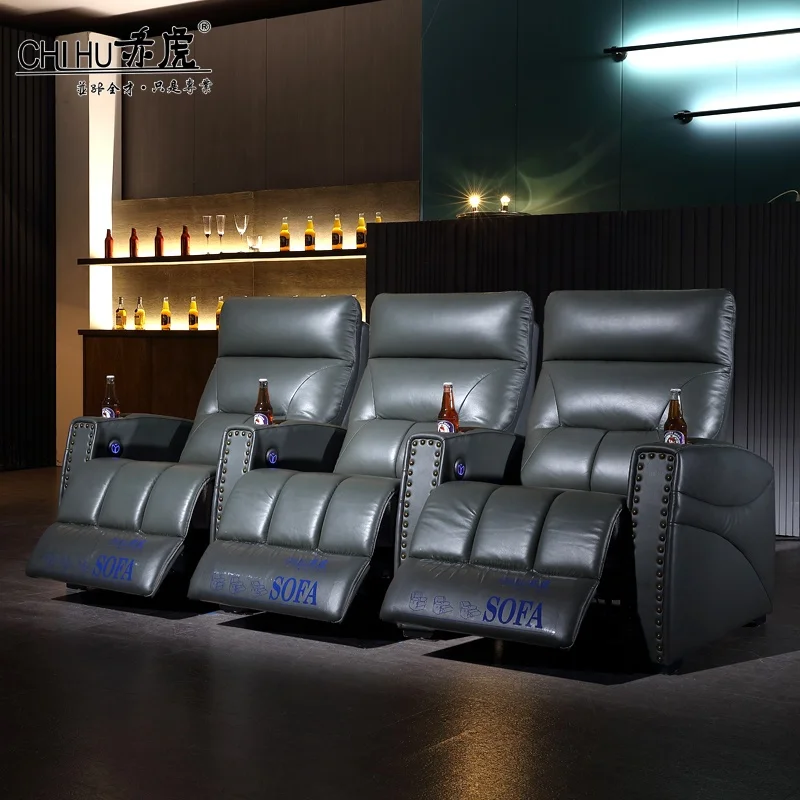Living Room Theater Furniture Functional Sectional Leather Electric Recliner Single Villa Cinema Sofa Seat