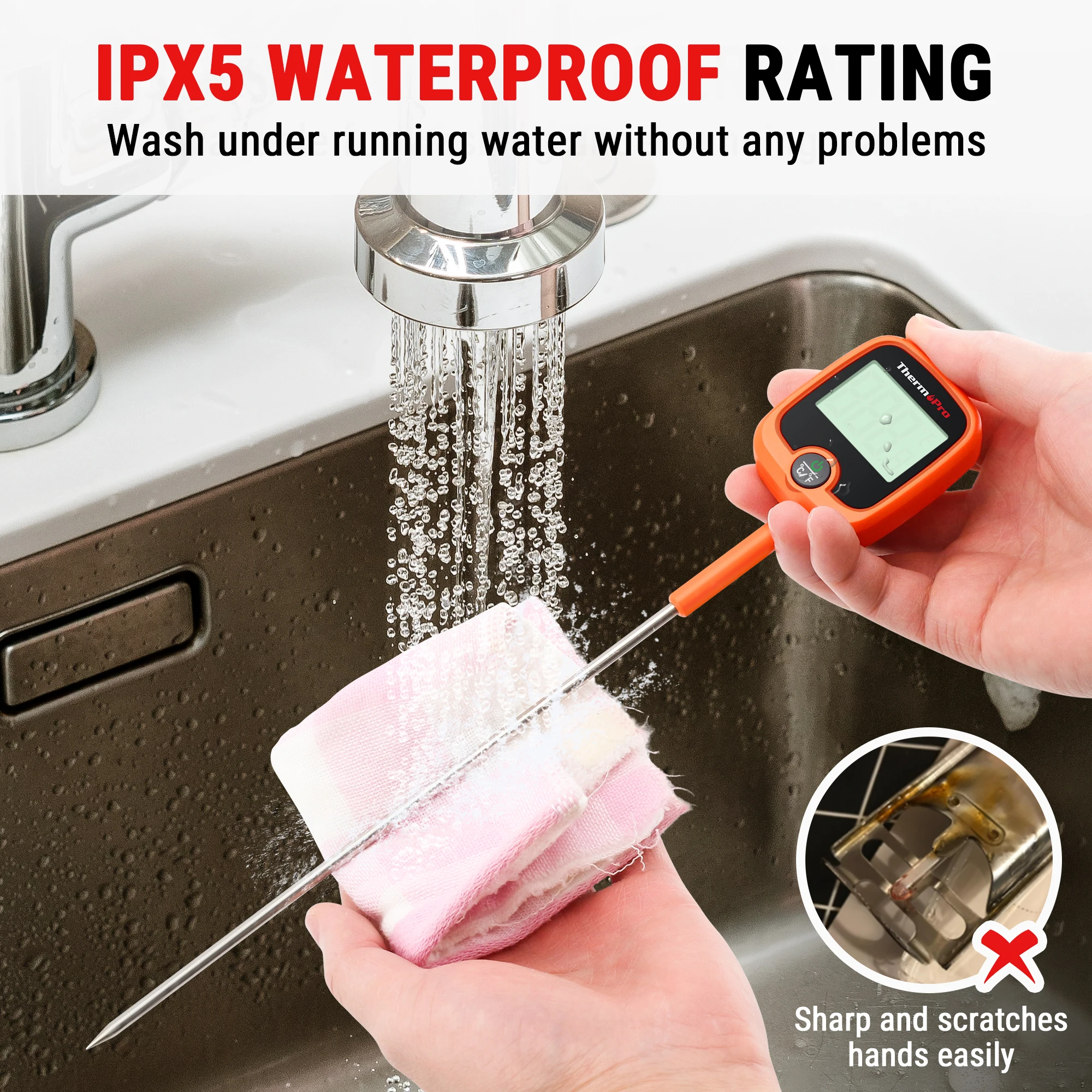 ThermoPro TP509 IPX5 Waterproof Digital Candy Cooking Thermometer with Alarm