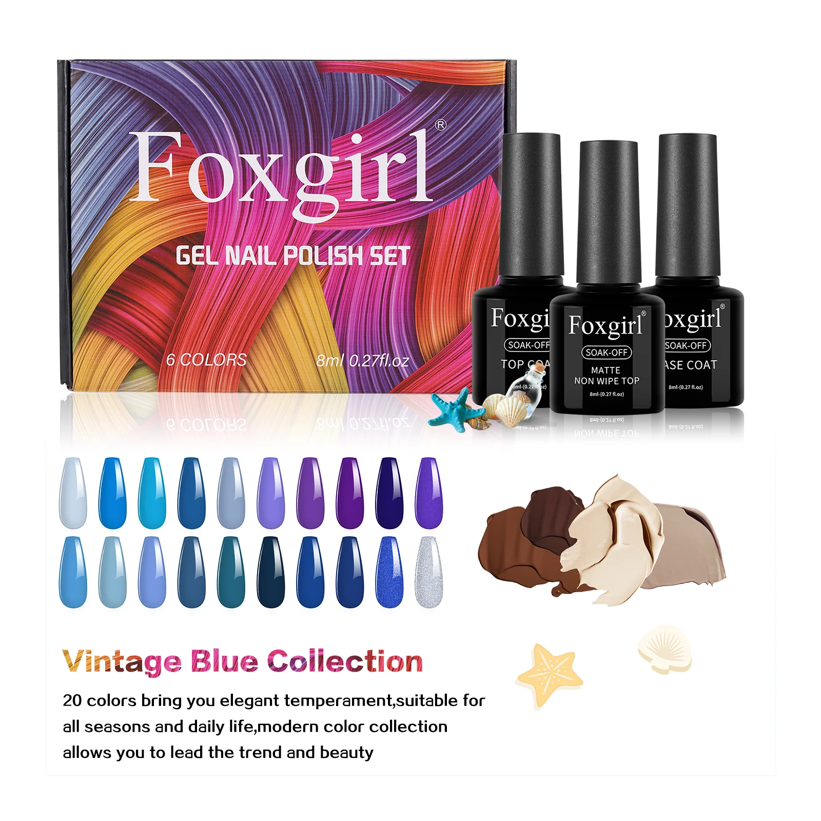 Foxgirl professional manicure kit 20 colors gel polish and nail  tools manicure kit for wholesale