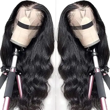 Body Wave Glueless Wig with Black Natural Color Virgin Human Hair Cuticle Aligned HD Transparent Swiss Lace Frontal