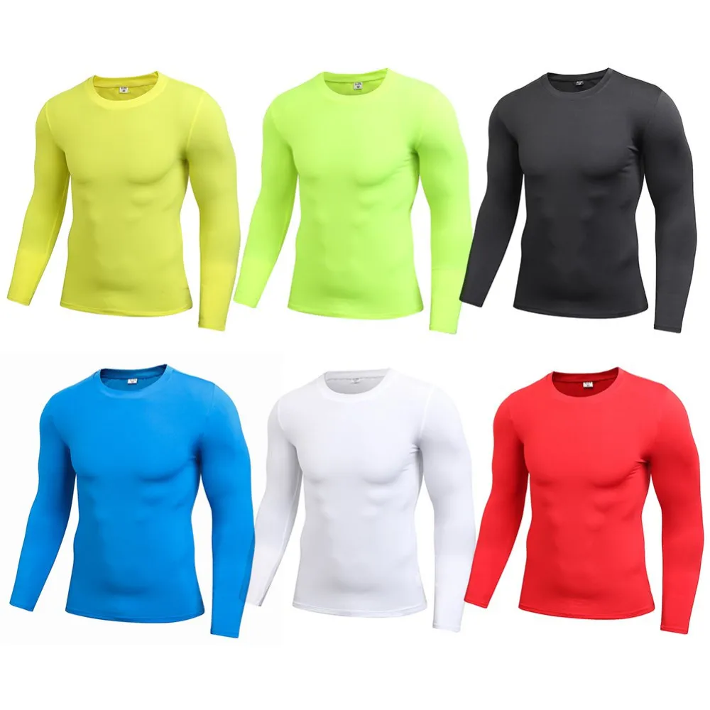 Men Long Sleeve Sports Compression Basketball Football Tops Tight T Shirts