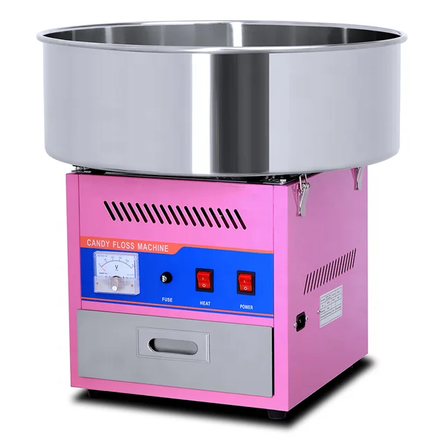 China Ce Factory Commercial Latest Colorful Candy Floss Machine Pink Sugar Cotton Candy Making with Cart