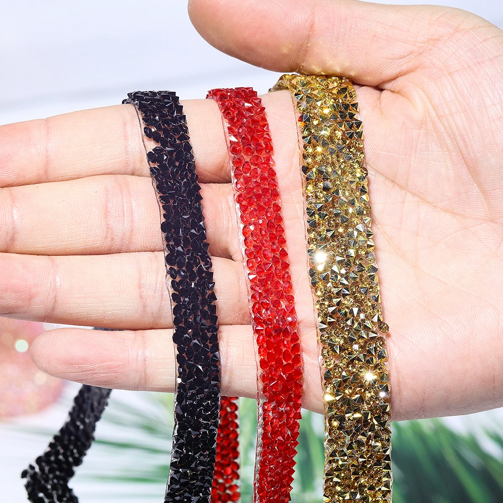 5 Rolls Self Adhesive Crystal Rhinestone Ribbons 7.5 Yards DIY Decoration Sticker Roll Glitter Bling Rhinestone Sticker Ribbon