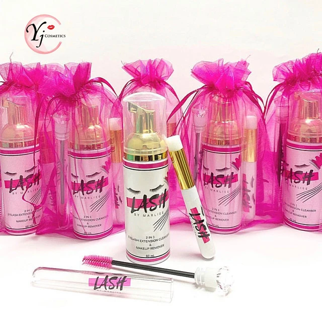 Private label lash foam cleanser vegan OEM eyelash extension shampoo 30ml 60ml lashshampoo with brush
