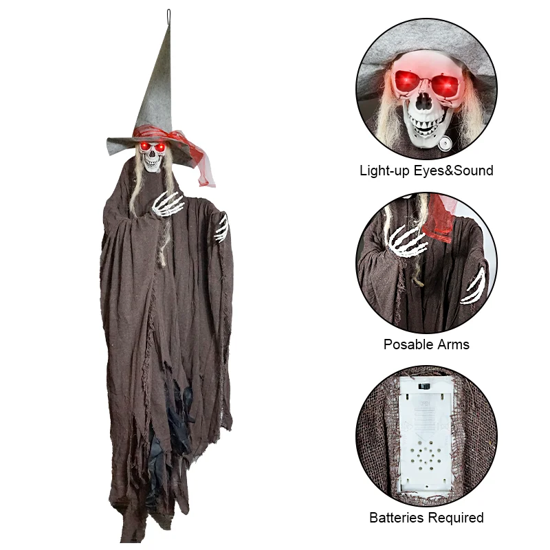 Whole Body Scary Skeleton Human Model Toy 153cm Figure Halloween Hanging Decor