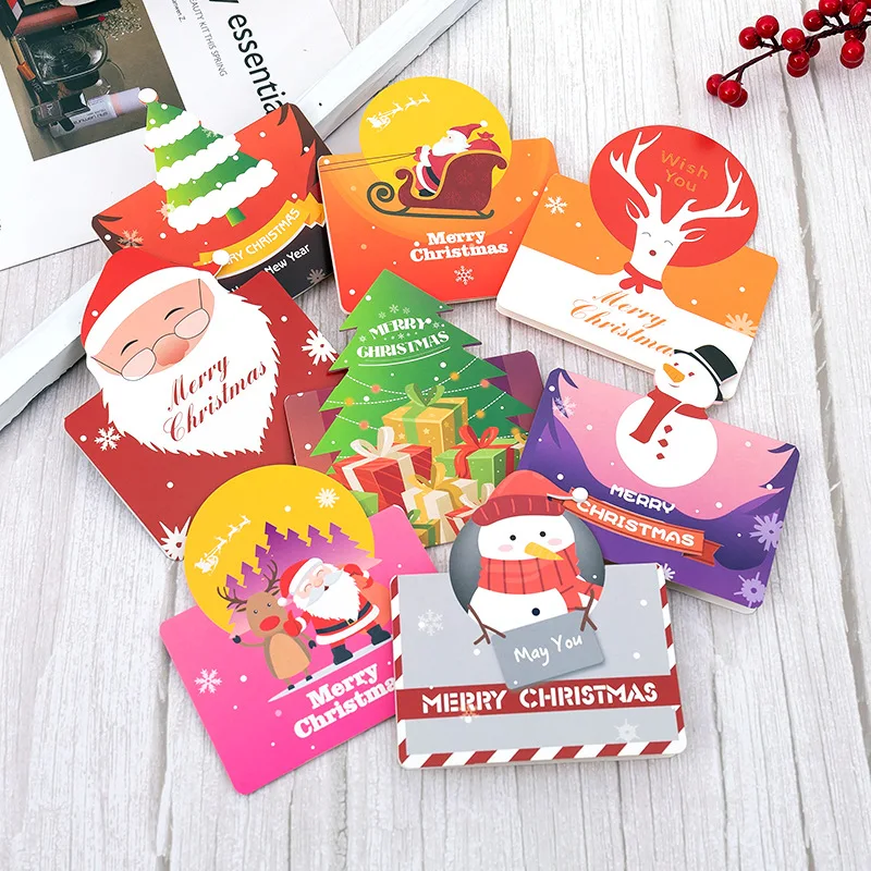 Cheap 2024 Merry Christmas Decoration Cards 9.5x7cm funny business Santa Claus Greeting cards for Gift