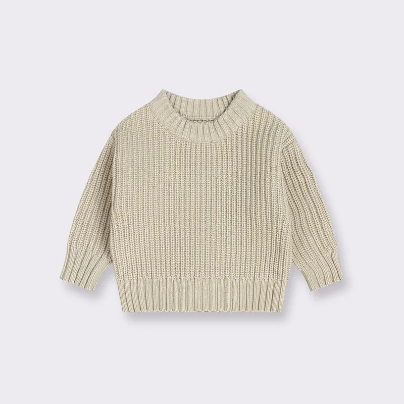 Autumn Winter Unisex Baby Knitted Jumper Ins Popular round Collar Loose Pullover Sweater for Boys and Girls