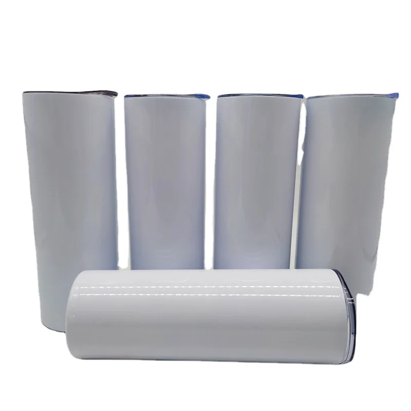 RTS USA hot sale insulated white straight blank sublimation tumbler with slide lid and plastic straw