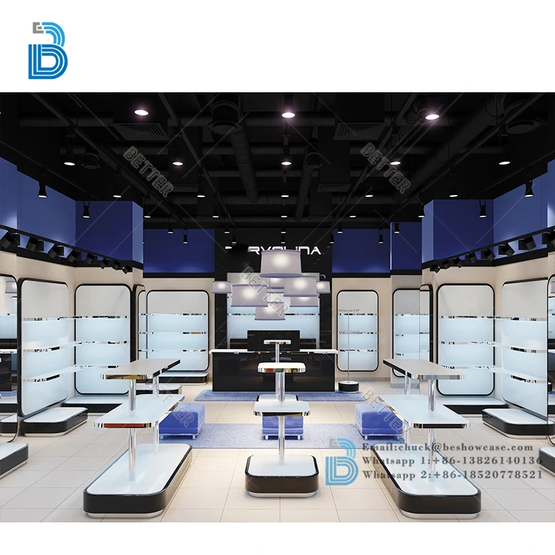 Custom Interior Design Luxury Shop Store Jewelry Clothing Glass Handbag Display Showcase Cabinet