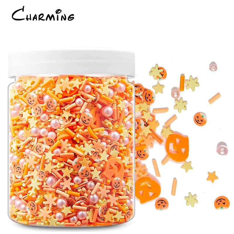 Amazon Hot Sale Halloween Decoration Party Props Resin Polymer Clay Sprinkles Pumpkin Polymer Slices