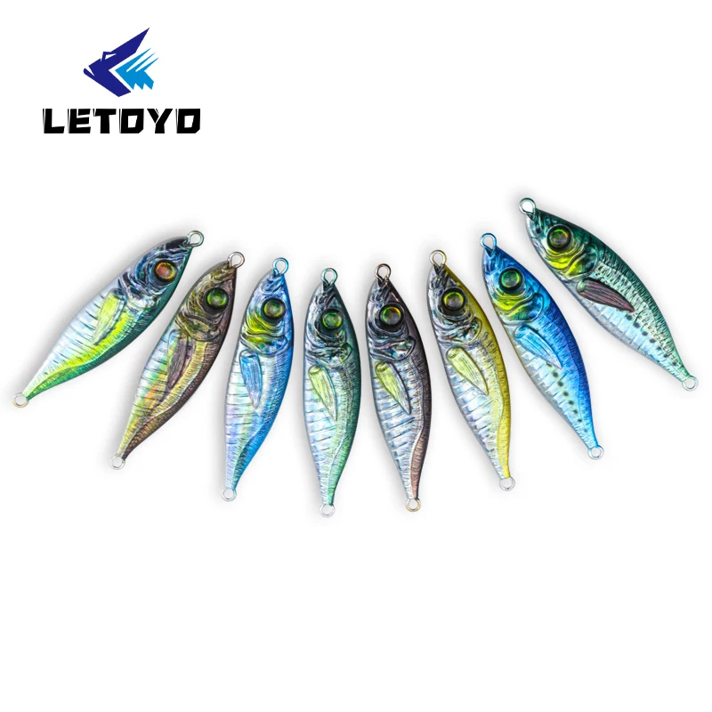 LETOYO 3D Printing Diamond Jig Lure 7g-80g LITTLE JACK Sea Fishing Jigging Lure Shore Casting Slow Pitch Lead Jig Bait