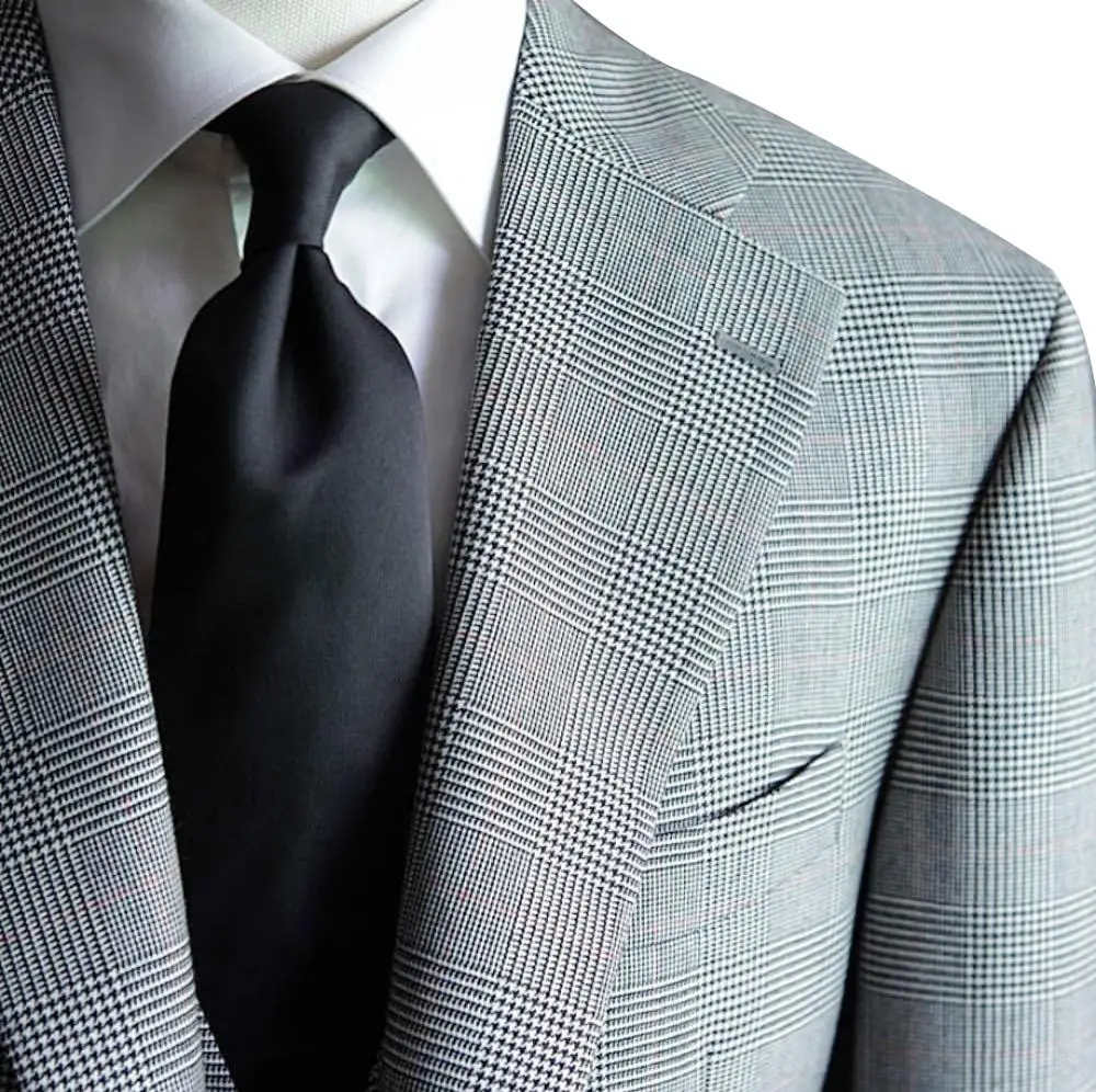 Fashion New Style wool  2017 Smooth single  breasted grey plaid Feel Men Suit