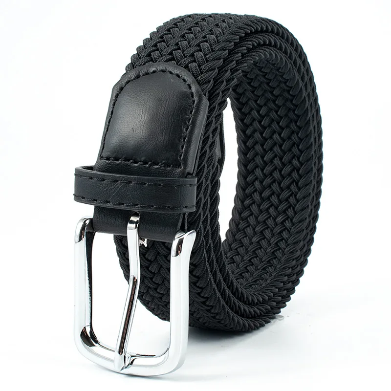 Unisex Casual Versatile Canvas Belts Knitting Alloy Pin Buckle Golf Elastic Belt