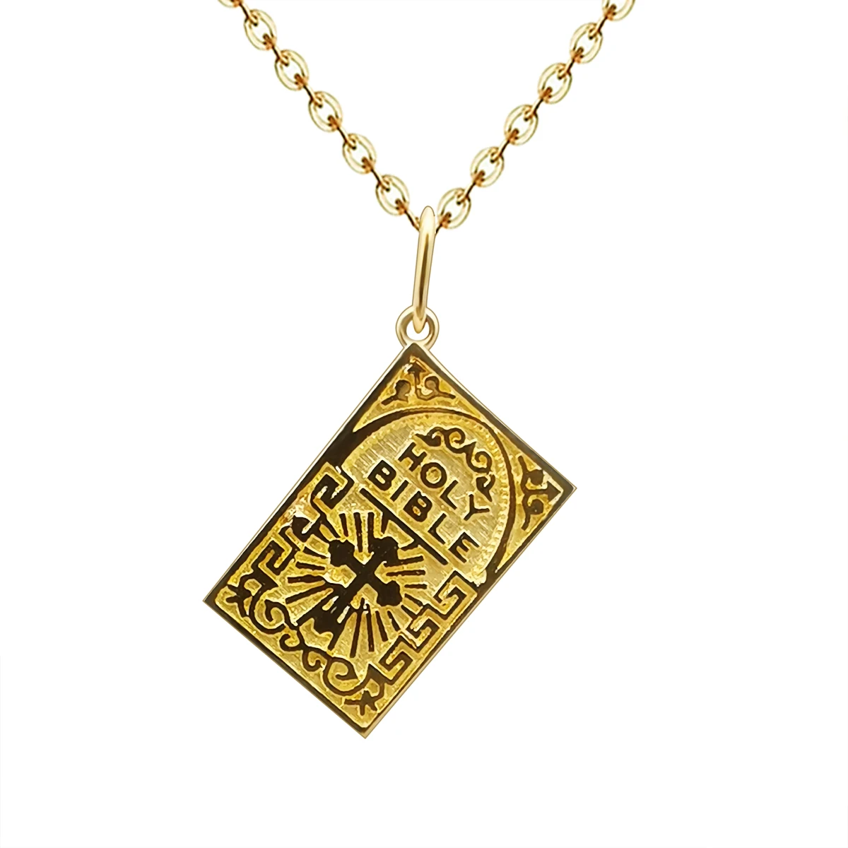 Дешевая ручная работа, Женская винтажная цепочка, святое Библейское ожерелье для вечеринки, 18 К, Настоящее золото, крест, подвеска, ожерелье, ювелирные изделия, ожерелья, 2 шт