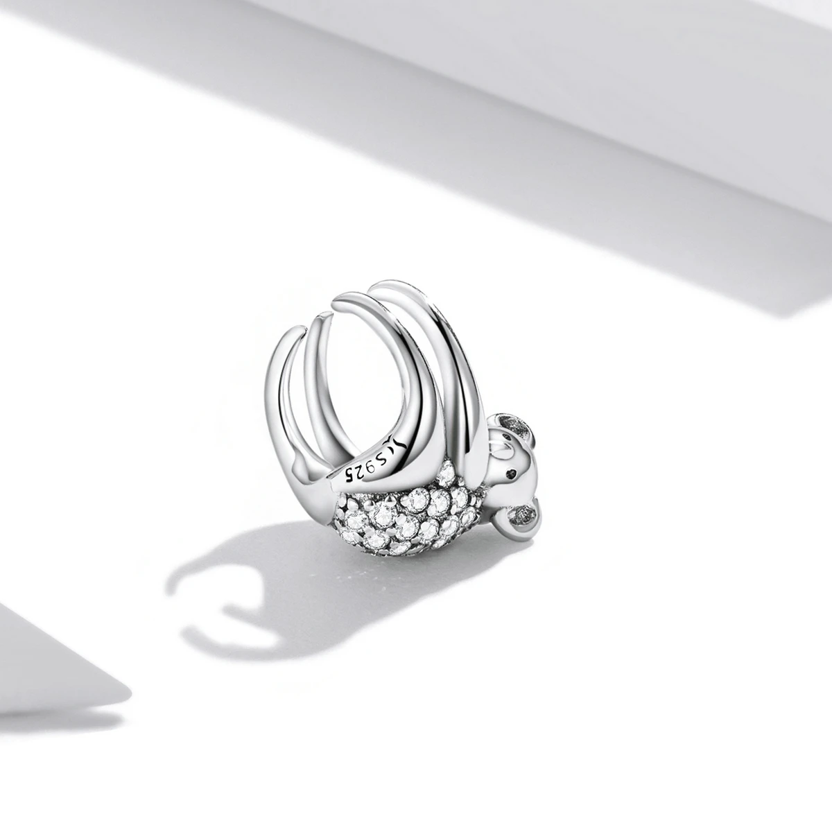 Cute koala ear clip single shiny zircon s925 silver non-pierced ear clip SCE1338