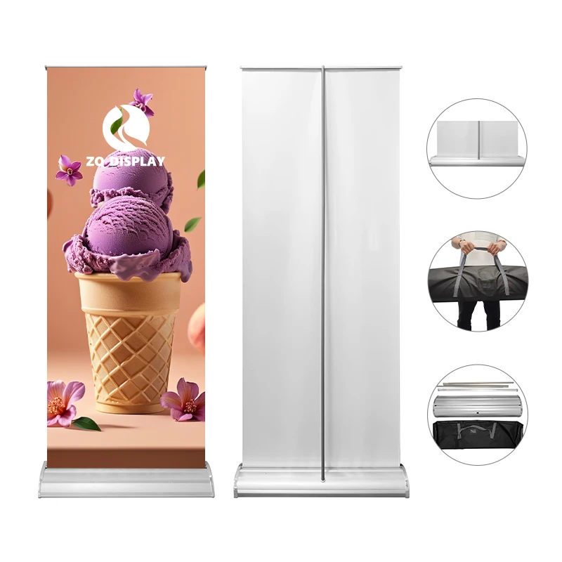 Portable Widescreen 85*200cm Aluminum Roll up Banner Racks Custom Graphic Retractable Stand Banners Roll up Display