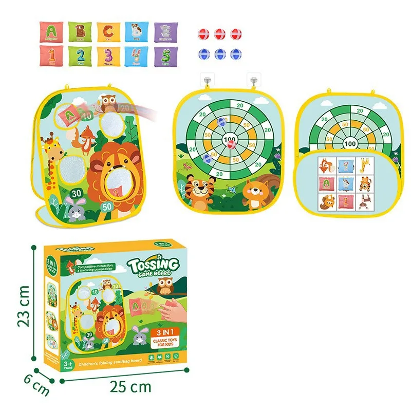 Gift for Toddlers Birthday or Christmas Collapsible Double Sided Indoor Outdoor Cornhole Toy Bean Bag Toss Game for Kids