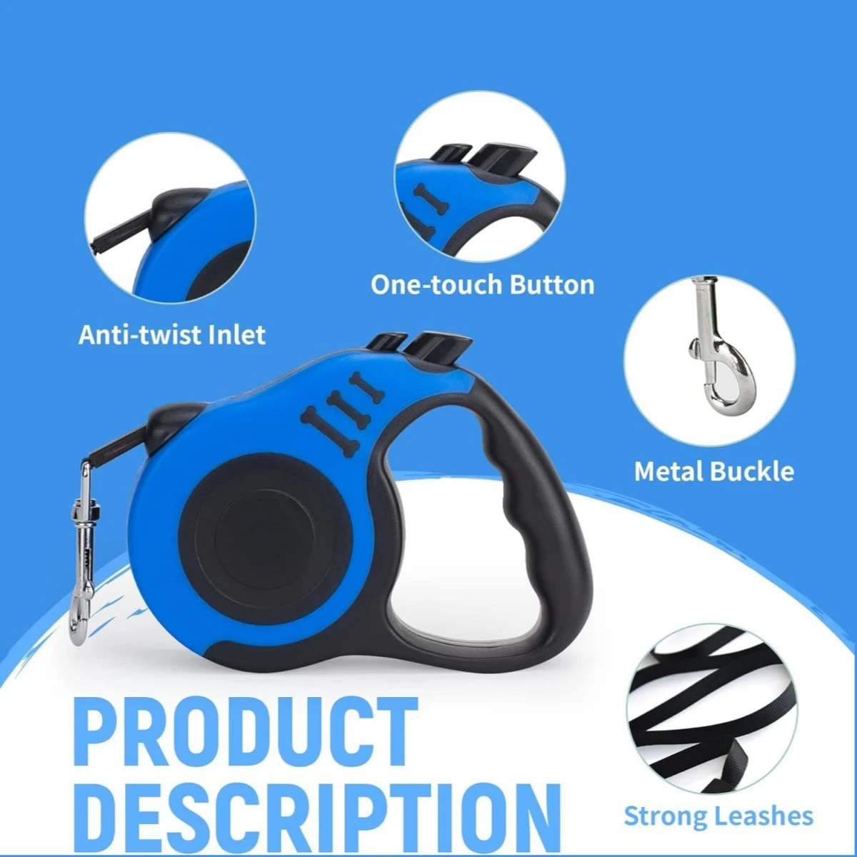 3 Or 5 Meters Retractable Automatic Durable Dog Tapes Leash With No Slip Handle