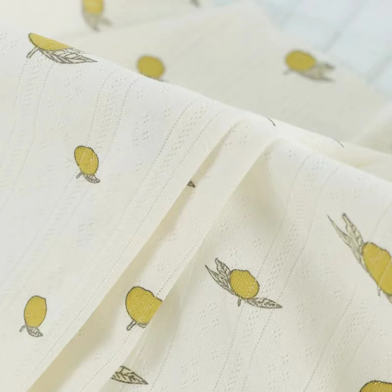 Boran Textile 100% Organic Cotton Knit Pointelle Fabric Elastic Custom Rib Knit Floral Digital Print Jacquard Knitting Fabric