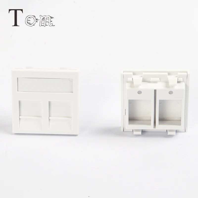 TOM-FP-F-06 Face plate 2 ports French type 45X45mm face plate for RJ45 keystone jacks