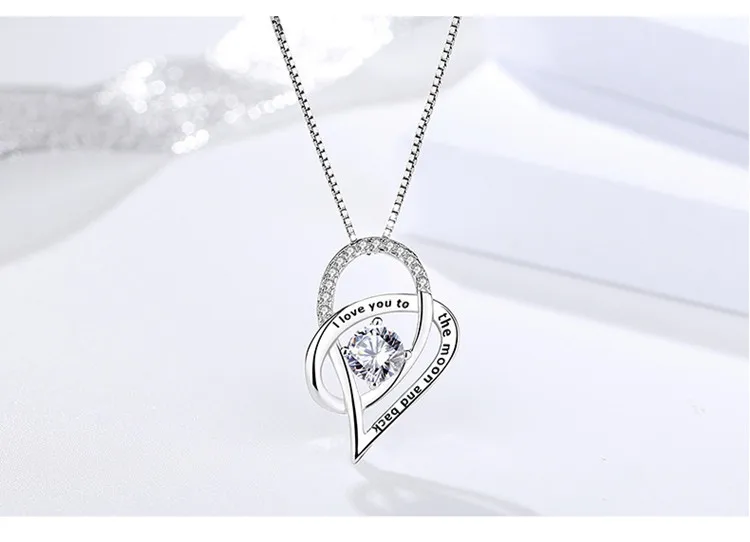 Женское ожерелье из серебра 925 пробы с кулоном «i love mom» на