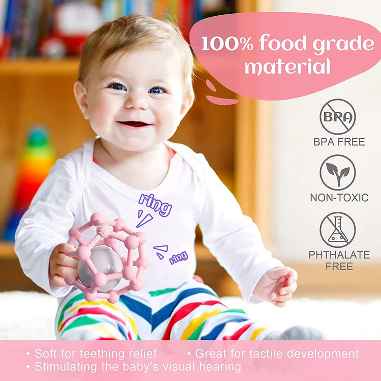 Food-Grade Silicone Baby Teether Textured Sensory Balls Teething Toy Non-Toxic Silicone Sensory Chew Toys