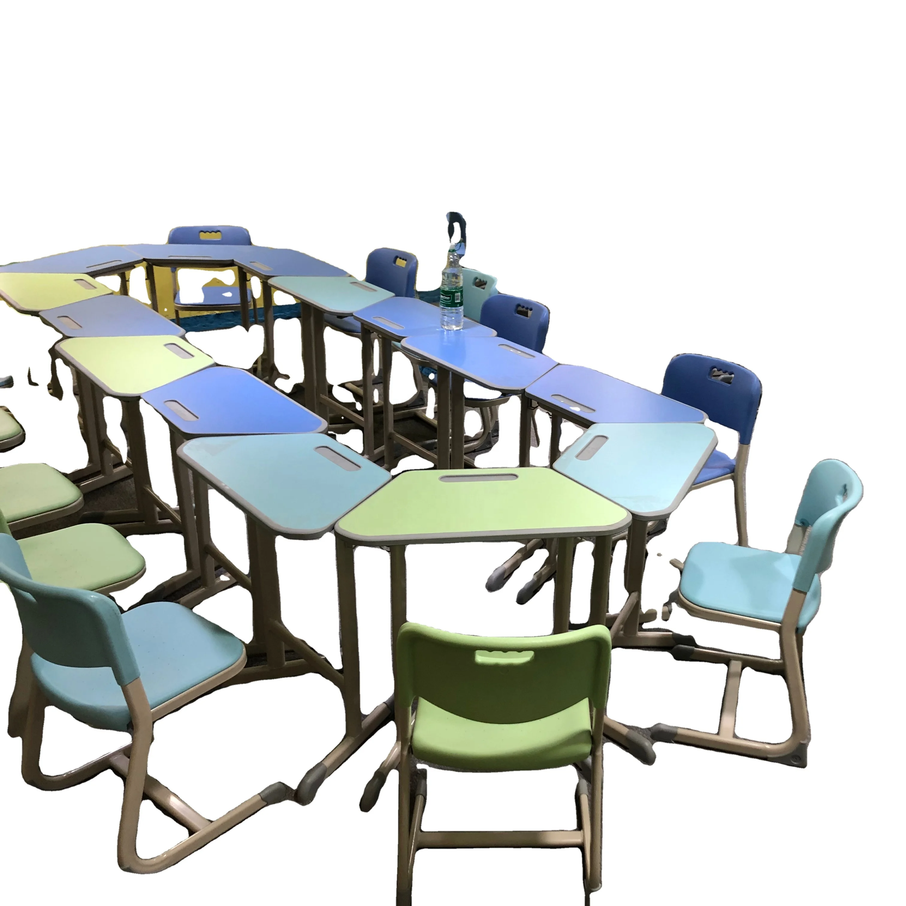lot of Combination of circle tables and chairs  hexagonal table for school room meeting room