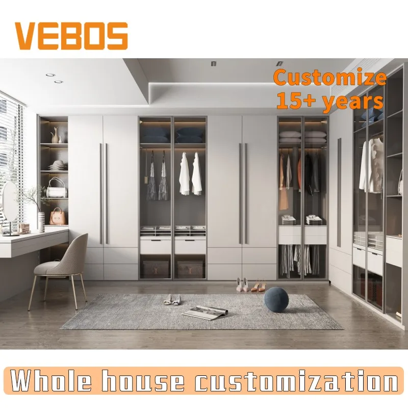 Современная роскошная стеклянная дверь, шкаф, спальня, ходунок, кладовая и модульный шкаф, полные комплекты для спальни