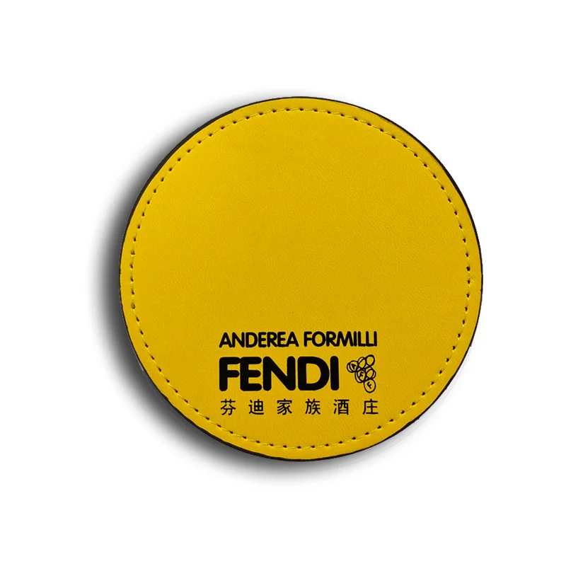 Promotional gift Custom Logo Printing Coffee Cup Mat Blank PU Leather Coaster for Drinks
