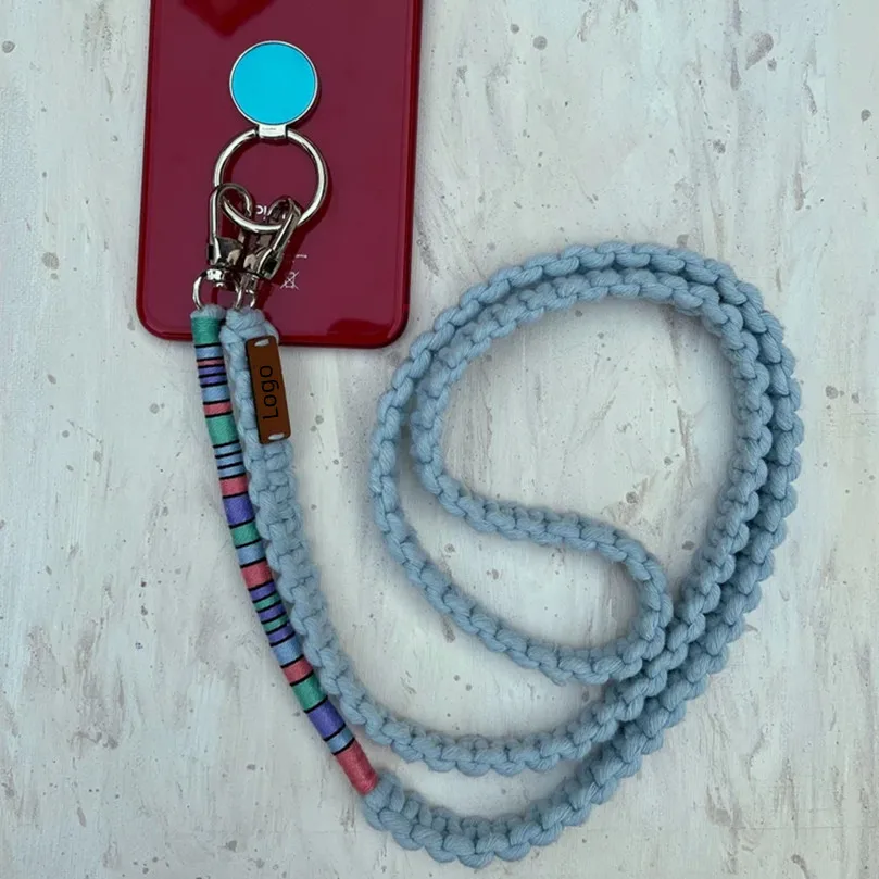 New stylish Ice blue mix color cotton paracord 115cm bead cell phone case dry bag for mobile with lanyard hand strap universal