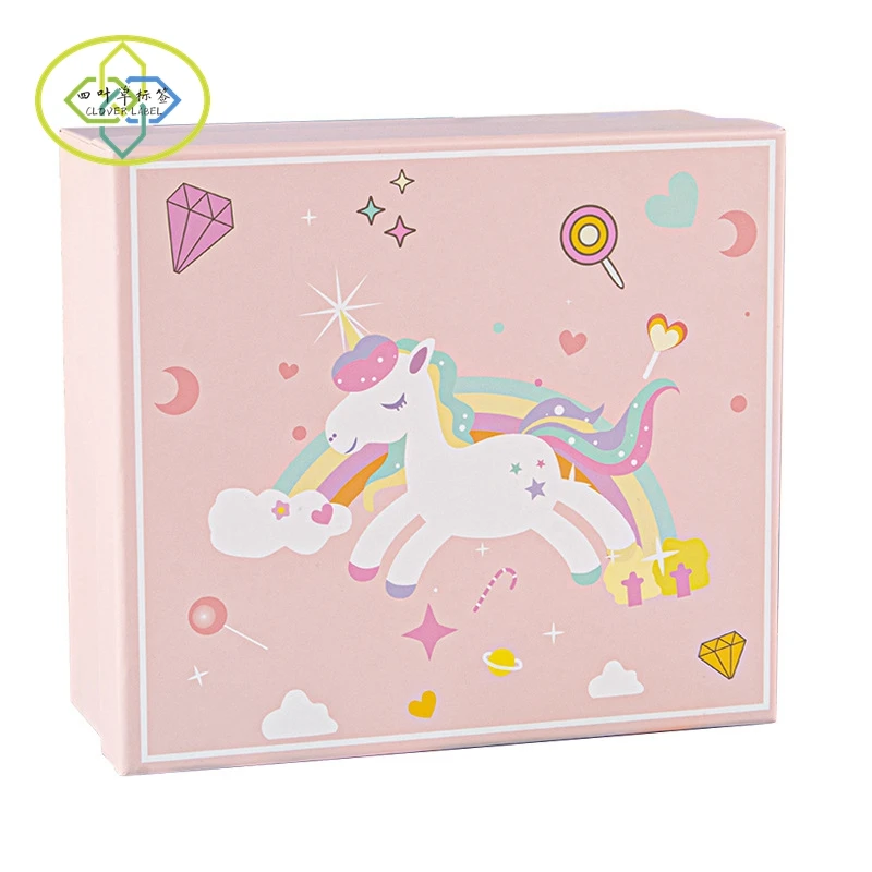 Custom logo printed rigid box cartoon children gift boxes packaging  Cardboard shipping box Flap Lid Packaging