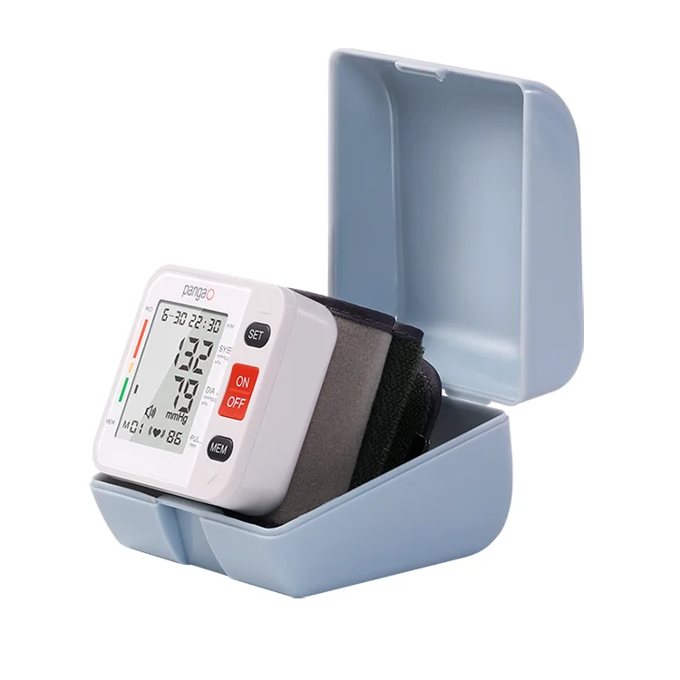 Pangao hot sale small portable automatic digital voice wrist cuff blood pressure monitor set