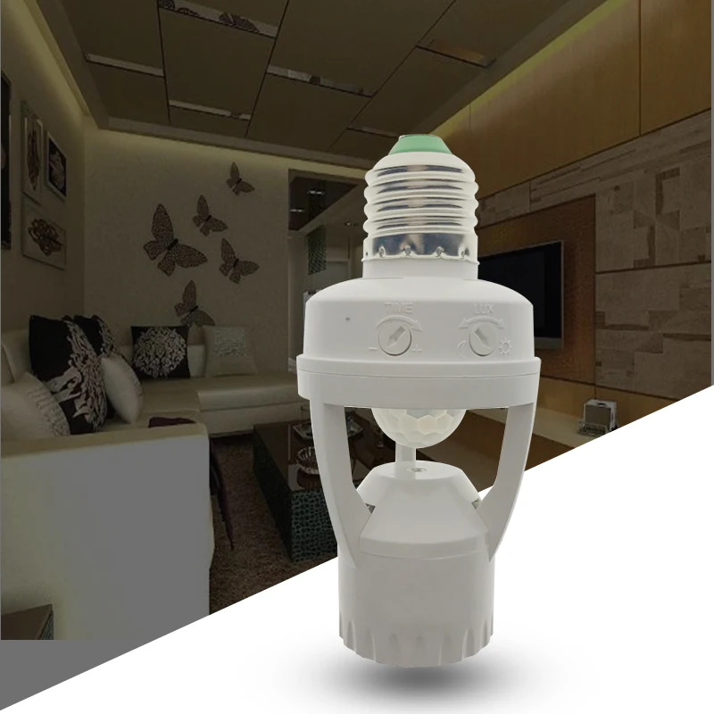 Lamp Base Adapter E27 to E27 Holder with PIR Motion Sensor