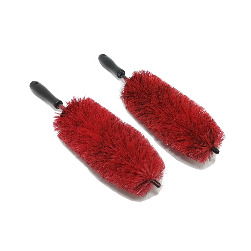 Щетка для чистки колесных ободов премиум-класса, длинная щетка из мягкой щетины для автомобильных колес, щетка из красного сплава для колес