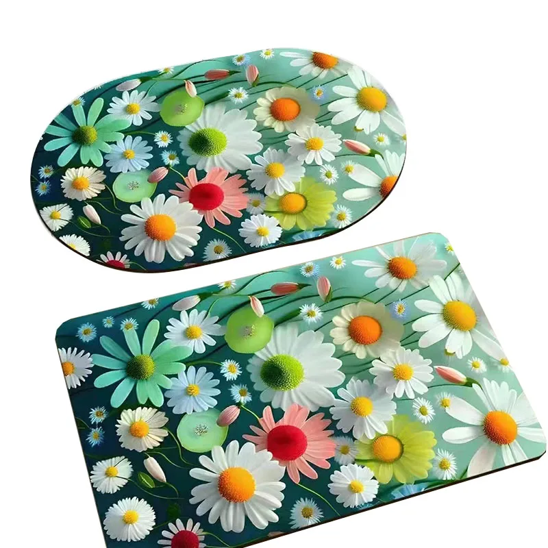 Anti-slip dust absorbent quick drying can be customized flower bathroom non-slip mat
