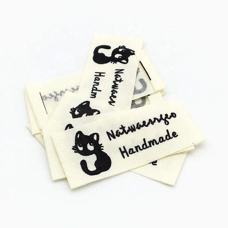 Custom Logo Cheap Price Printed Fabric Neck Tag Double Sided Cotton Label Printed For Clothing