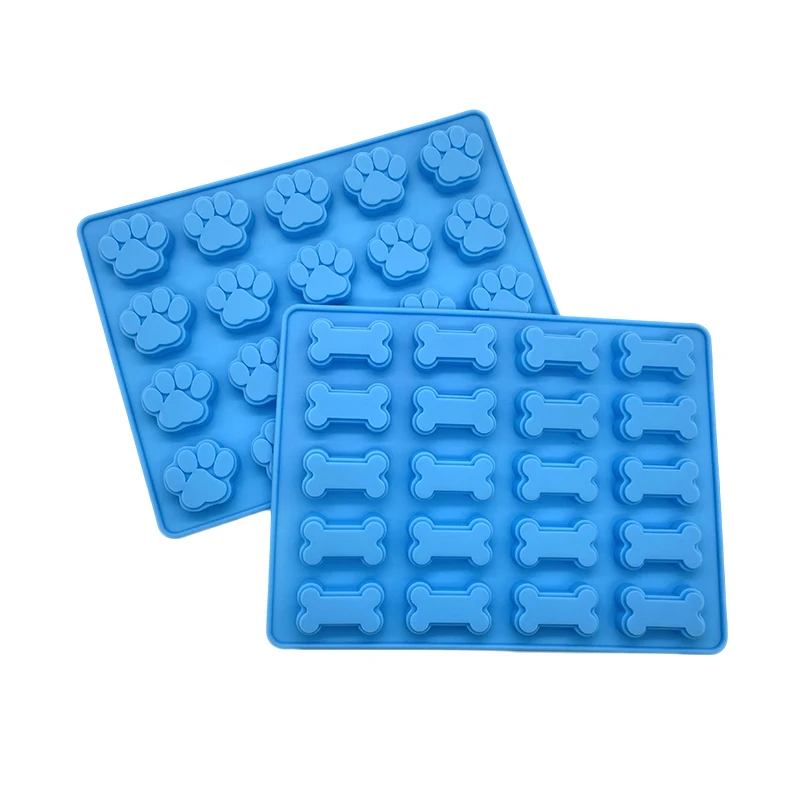 BHD Homemade Puppy Bone and Paw Freeze Mold BPA Free For DIY Cookie Candy Dog Treat Mold Silicone Baking Tray