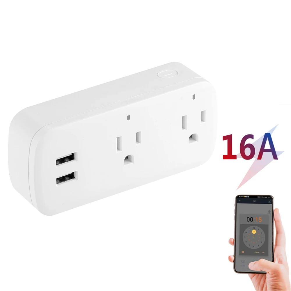 SMATRUL Tuya Wi-Fi Smart Usb разъем питания 16A штепсельная вилка американского стандарта беспроводной пульт дистанционного управления голосового адаптер для зарядки порт таймер обратного Google Home