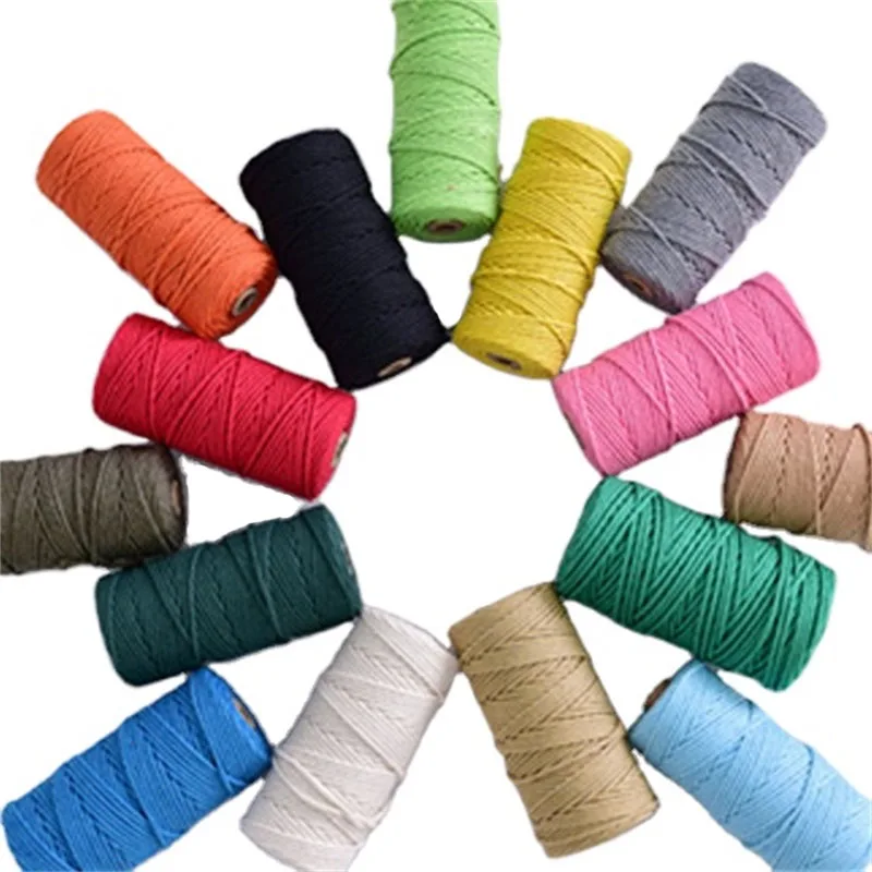 China Manufacture Hot sale customized twist 5mm colored cotton rope DIY decoration rope